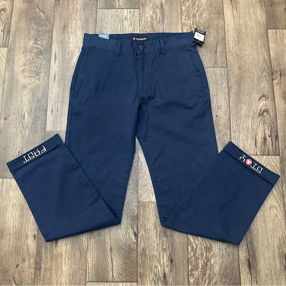 Airwalk Stay Fast Chino Cotton Casual Pants Mens Size 32x32 Blue Marine